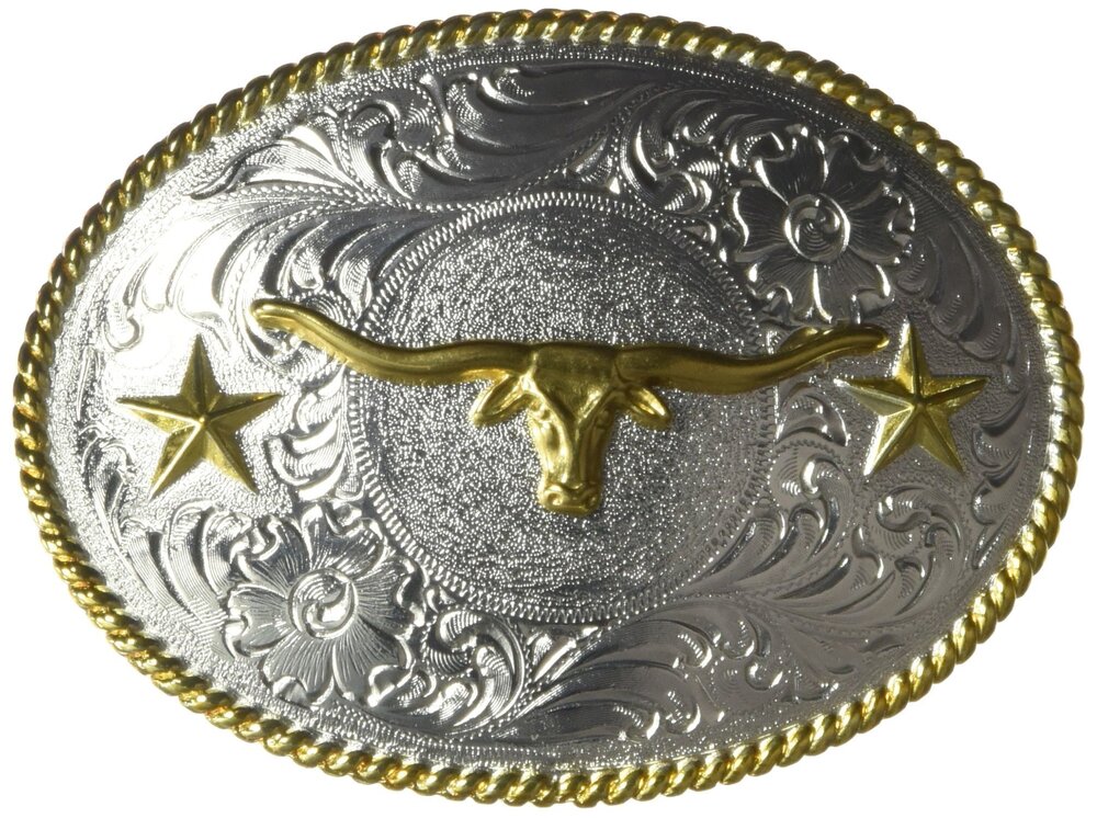5657 Nocona 's Shiny Steer Star Oval Buckle, Multi/Color, One Size